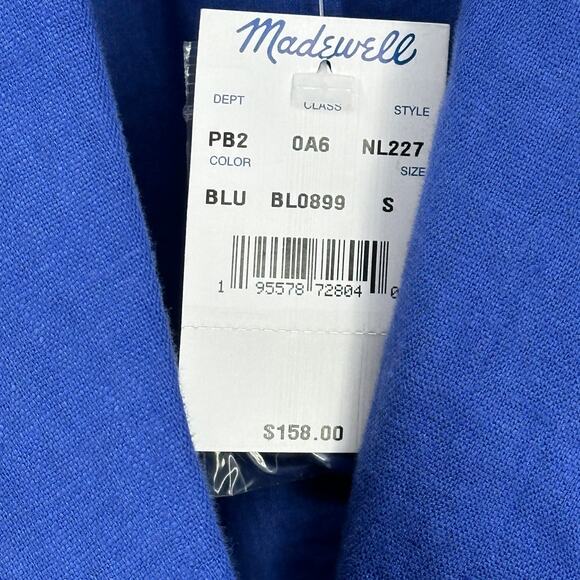 Madewell Double Breasted Crossover Blazer Womens Size Small Blue 100% Linen - Picture 8 of 9